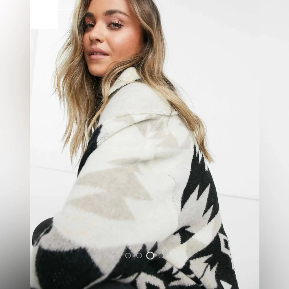 ASOS Black and Cream Aztec Long Cardigan